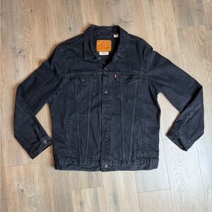 Levi's Premium Black Denim Trucker Jacket with Red Tab Mens XL